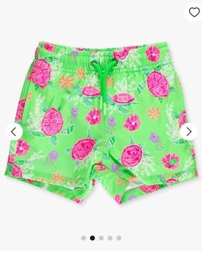 NWOT Ruffle Butts Performance Hybrid Swim Trunks Neon Turtle Tide size 7